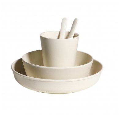 Bambuko indų rinkinys vaikams Nature White 1 Bambuko indų rinkinys vaikams Nature White 1