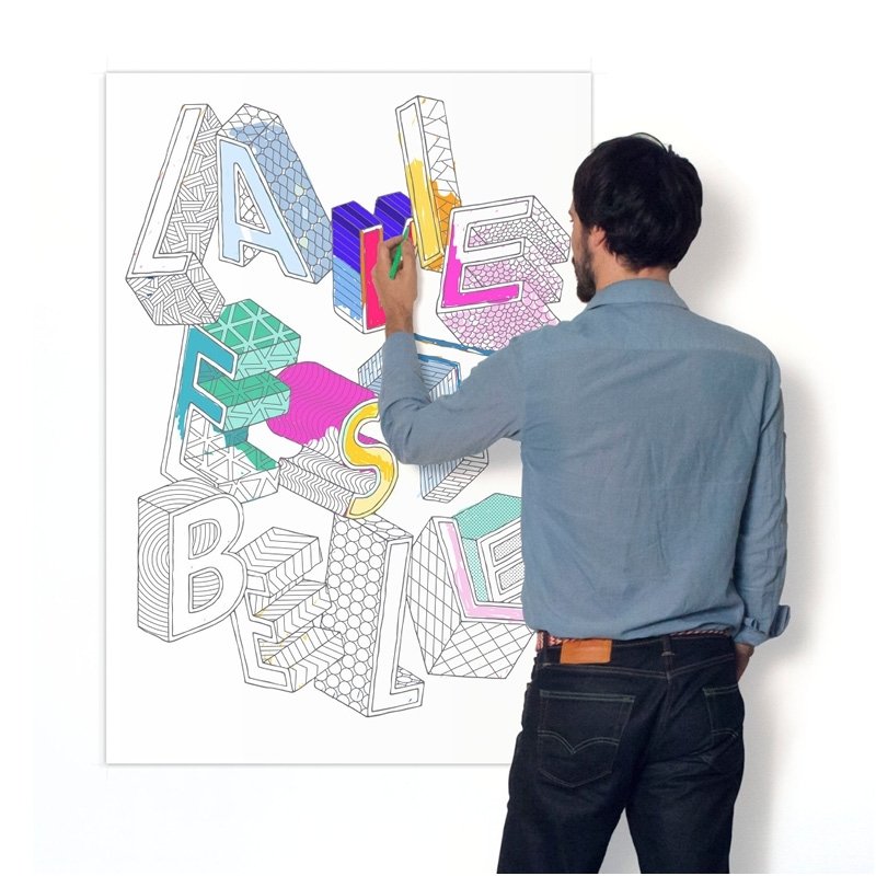 OMY Giant Coloring Poster - LA VIE EST BELLE 2
