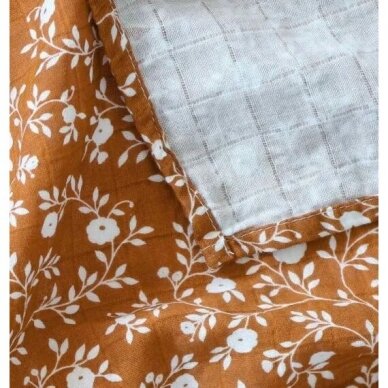 Organic cotton muslin cloth, blossom- caramel, set of 2 3