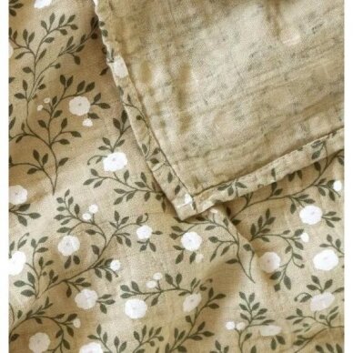 Organic cotton muslin cloth, blossom- dark sage, set of 2 3 Organic cotton muslin cloth, blossom- dark sage, set of 2 3