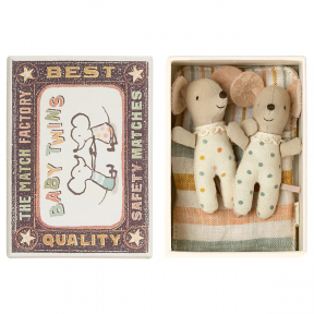 Baby Mice Twins in a Box, dots, with sleeping bag