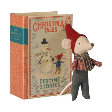 Christmas mouse, baby in book
