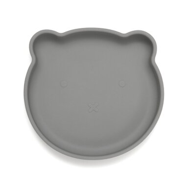 Silikoninė prilimpanti lėkštė kūdikiams, Bear, Pewter Green