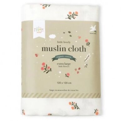XL Organic cotton muslin cloth Little Flowers, 1 pcs. 2