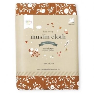 XL Organic cotton muslin cloth blossom - Caramel, 1 pcs. 1