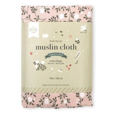 XL Organic cotton muslin cloth blossom - Dusty pink, 1 pcs. 2